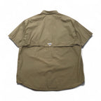 Columbia PFG Bahamas Short Sleeve Fishing Shirt, Size L, Khaki Cotton Utility Multi-Pocket, FM7130