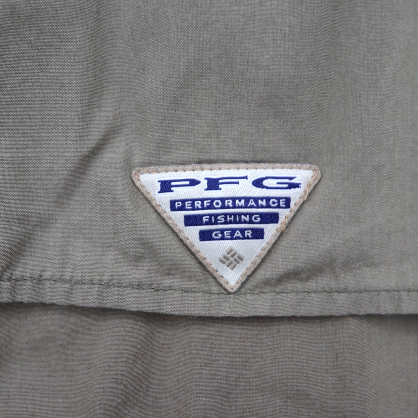 Columbia PFG バハマ 半袖 フィッシング シャツ L カーキ コットン ユーティリティ マルチポケット FM7130