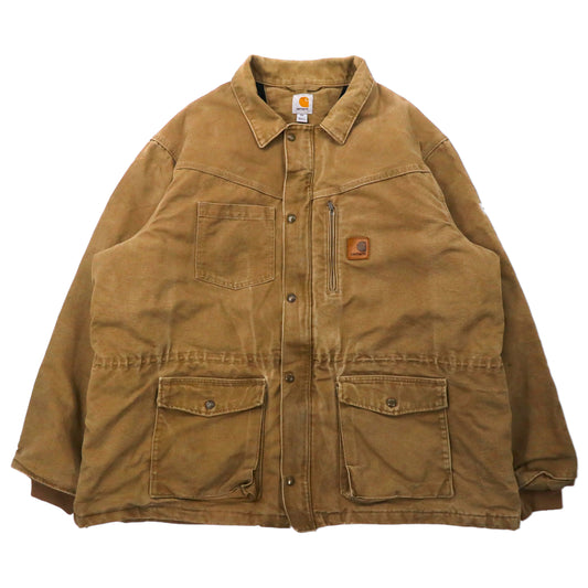 carhartt ダック地 ワークジャケット 2XL ベージュ コットン キルティングライナー ドローコード メキシコ製