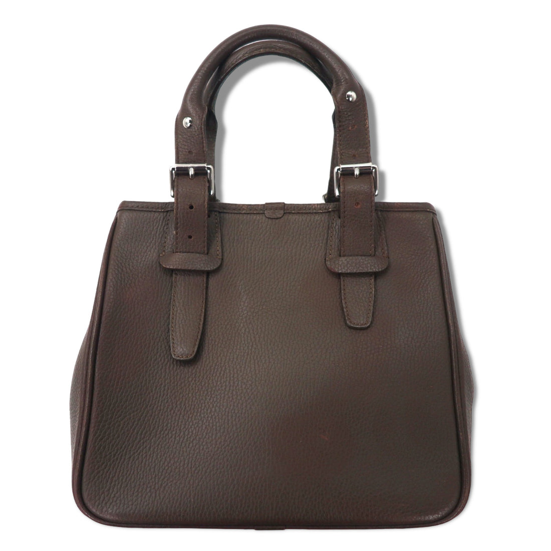 BURBERRY Square Handbag Brown Leather Grained Leather Inside Nova Check