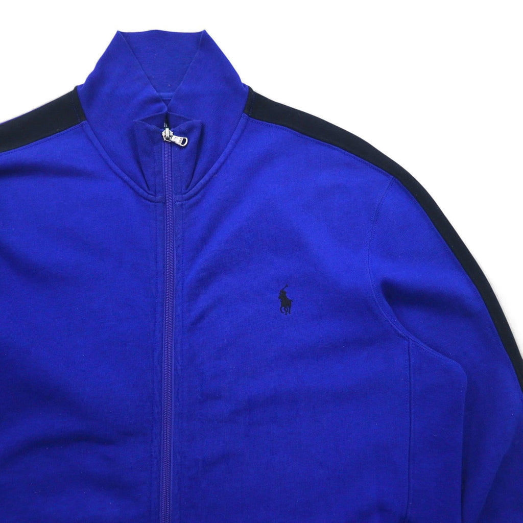 Polo Ralph Lauren 90s Reverse Weave Track Jacket, Size M, Blue, Small Pony Embroidery, Stand Collar