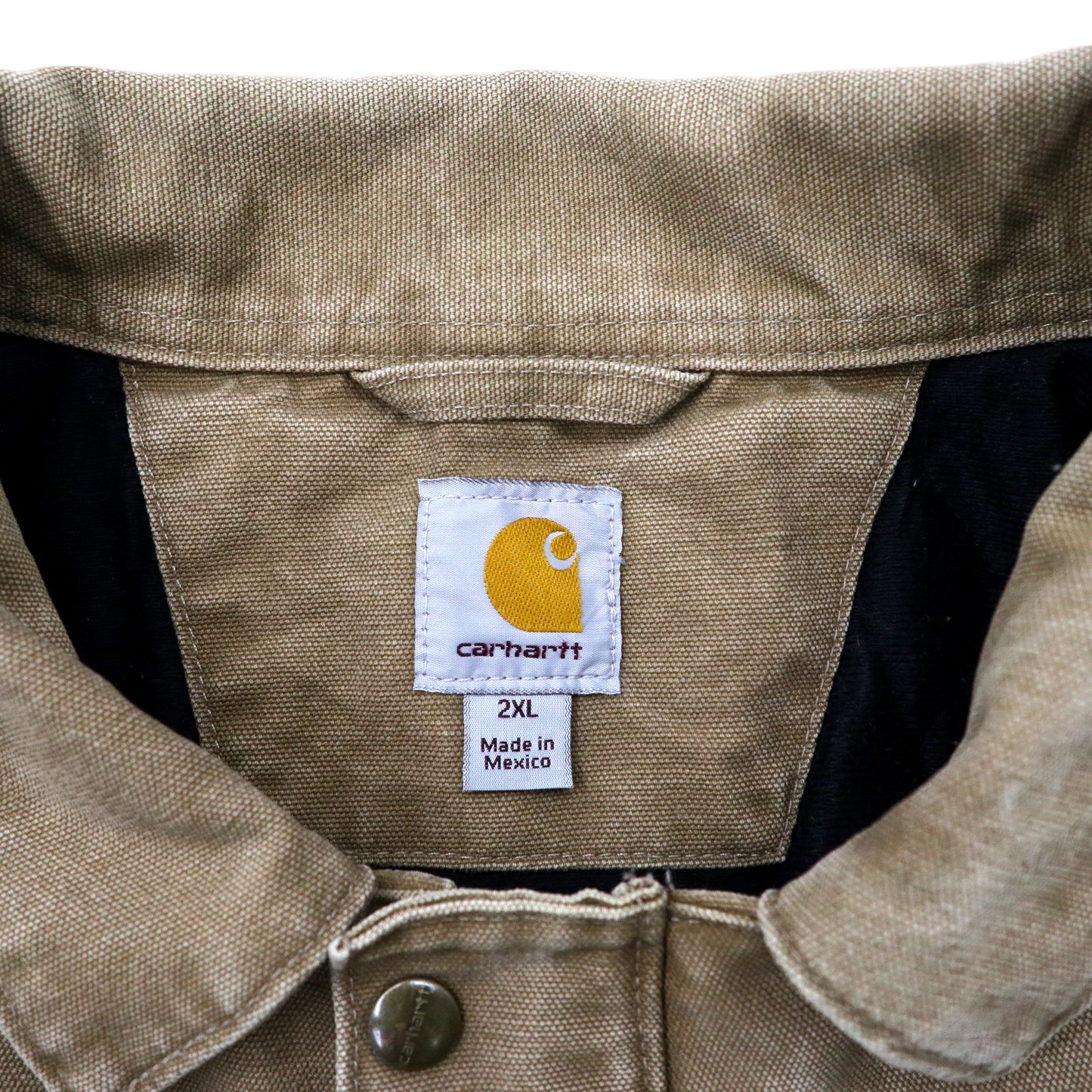 carhartt ダック地 ワークジャケット 2XL ベージュ コットン キルティングライナー ドローコード メキシコ製