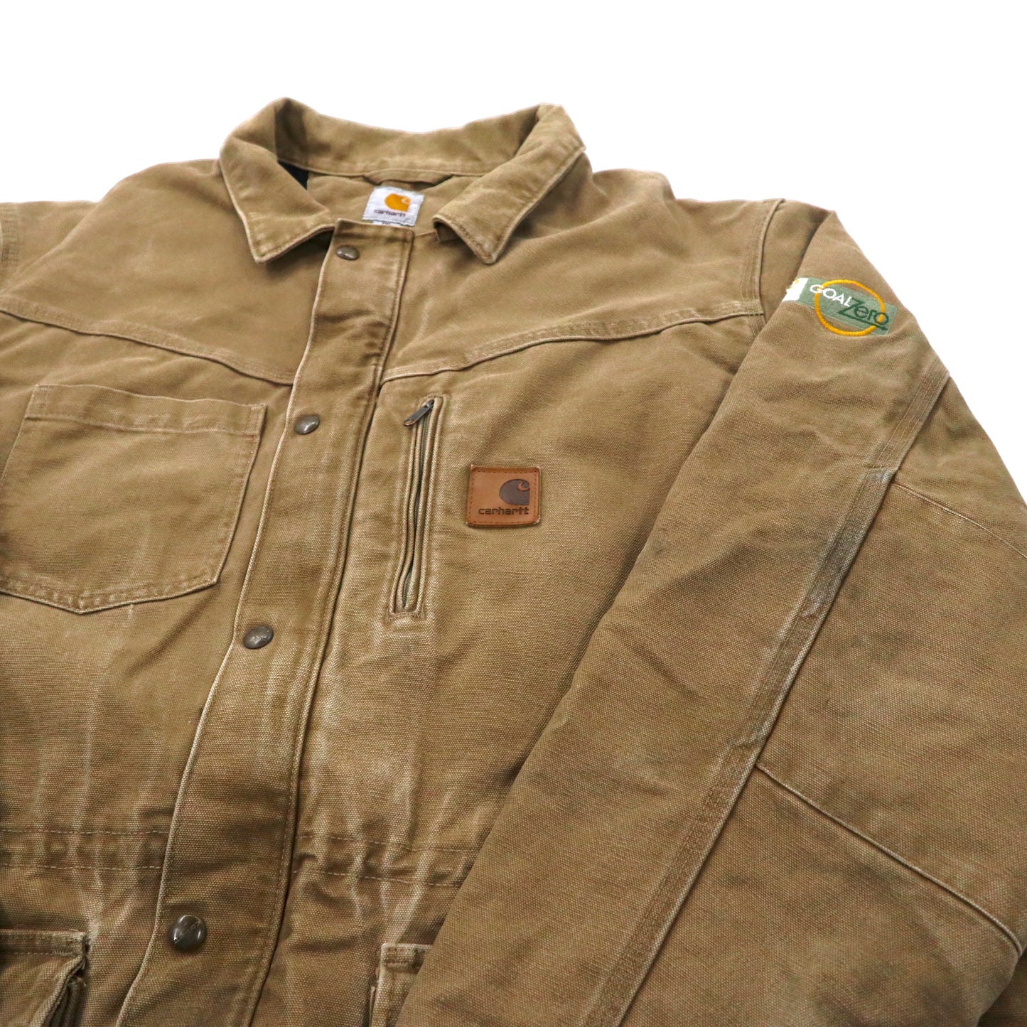 carhartt ダック地 ワークジャケット 2XL ベージュ コットン キルティングライナー ドローコード メキシコ製