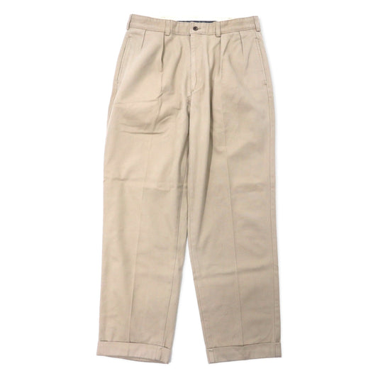 日本然リトテ-古着オンライン-POLO RALPH LAUREN 2タック ワイド チノパンツ 34 ベージュ コットン メキシコ製-POLO RALPH LAUREN 2 Tuck Wide Chino Pants 34 Beige Cotton Mexico Made