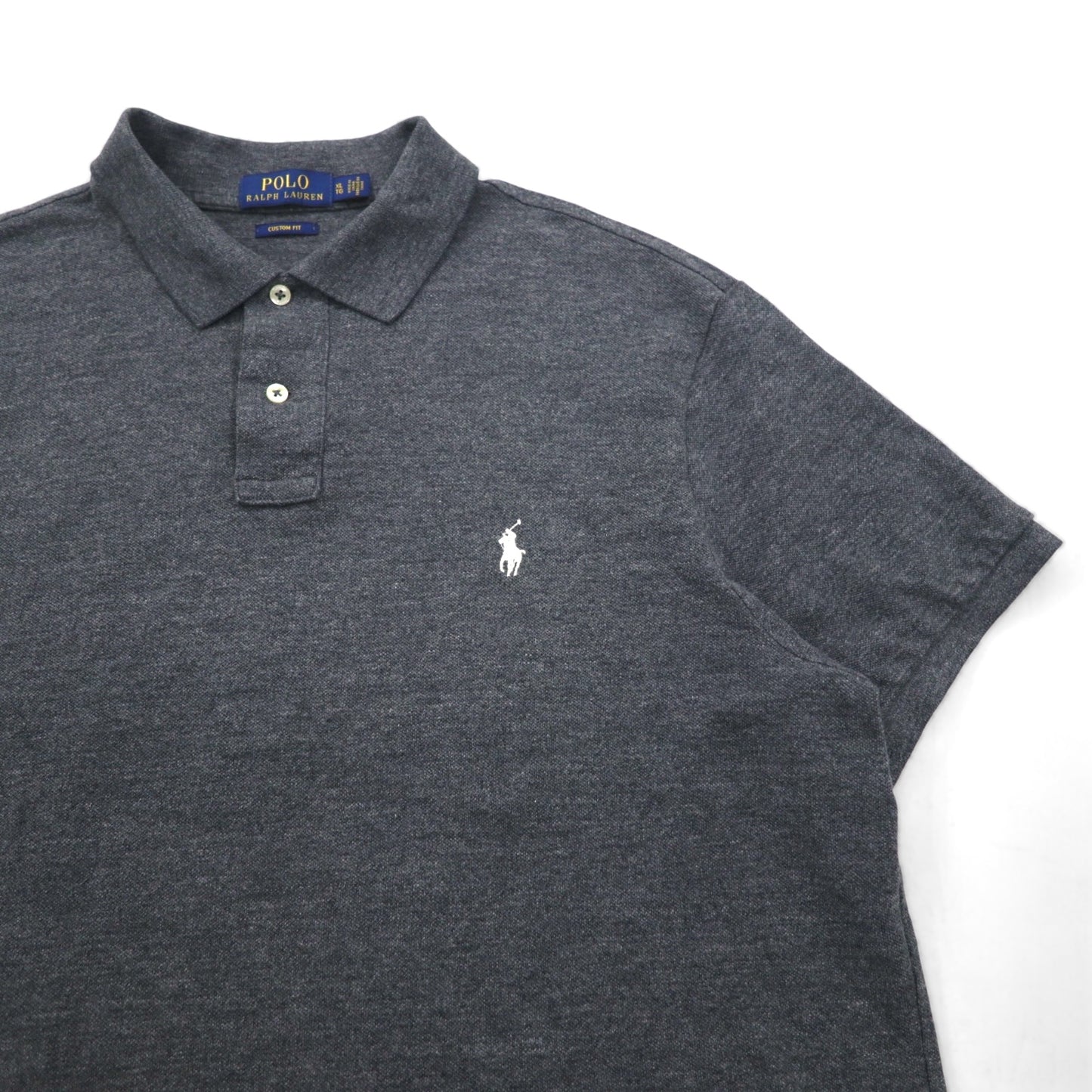 POLO RALPH LAUREN Polo Shirt, XL, Gray, Cotton, Pique, Small Pony Embroidery