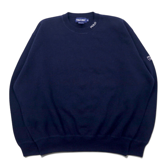 日本然リトテ-古着オンライン-POLO GOLF RALPH LAUREN 90年代 クルーネック ニット セーター XL ネイビー ウール 刺繍-POLO GOLF RALPH LAUREN 90's Crewneck Knit Sweater XL Navy Wool Embroidery