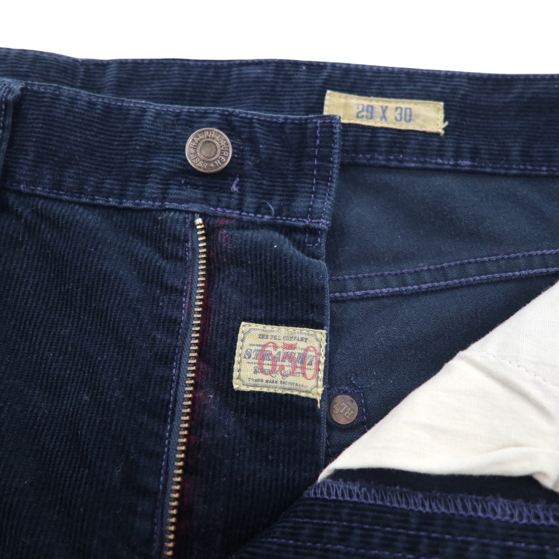 POLO RALPH LAUREN 90年代 コーデュロイパンツ M ネイビー レザーパッチ