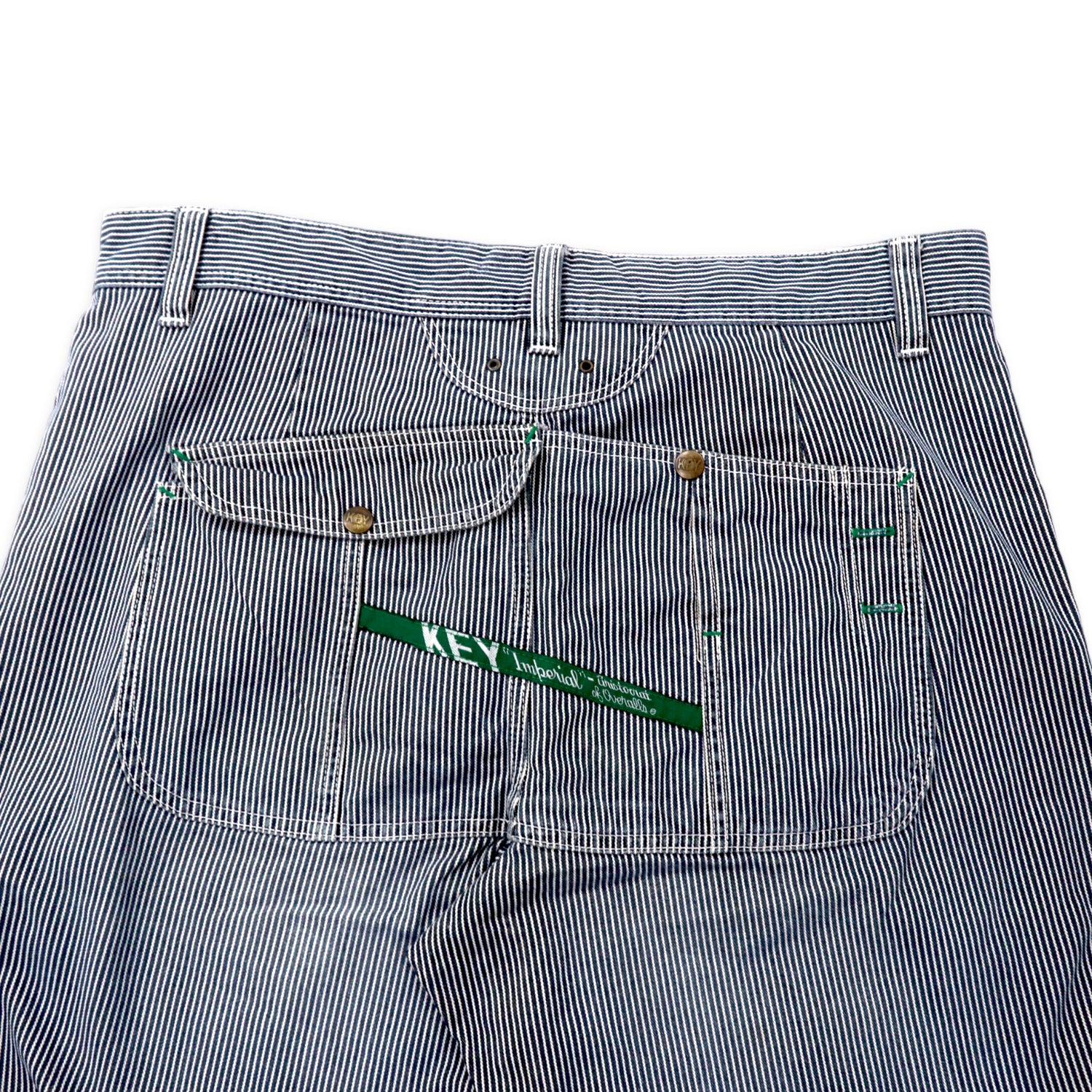 KEY Hickory Painter PANTS XL Blue White Cotton Hip Flap Pocket 