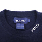 POLO GOLF RALPH LAUREN 90年代 クルーネック ニット セーター XL ネイビー ウール 刺繍