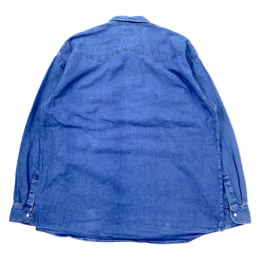 90s Lee Cooper Denim Western Shirt XL Blue Cotton Snap Button Big Size