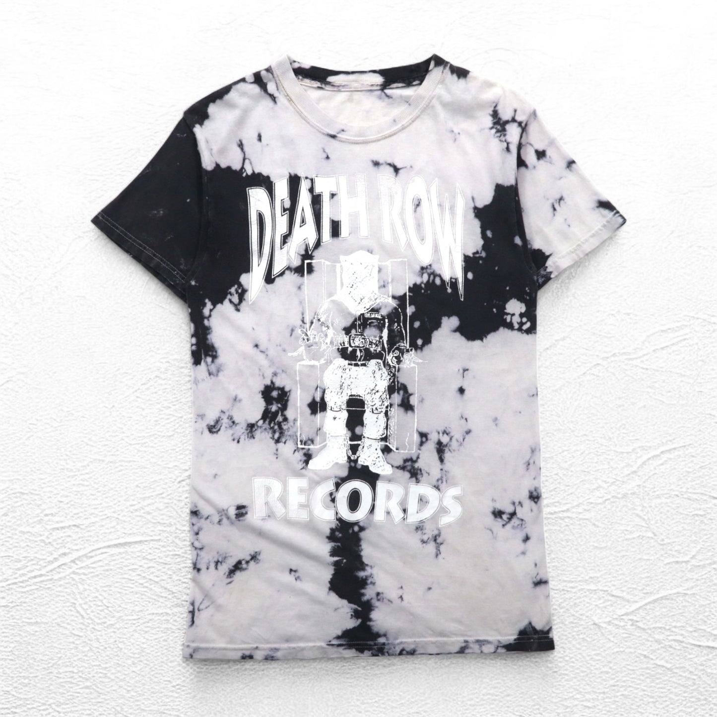 DEATH ROW RECORDS ヒップホップ レーベル Tシャツ M ホワイト ブラック タイダイ ブリーチ加工