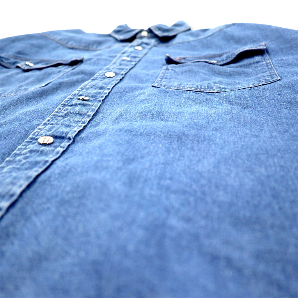 90s Lee Cooper Denim Western Shirt XL Blue Cotton Snap Button Big Size