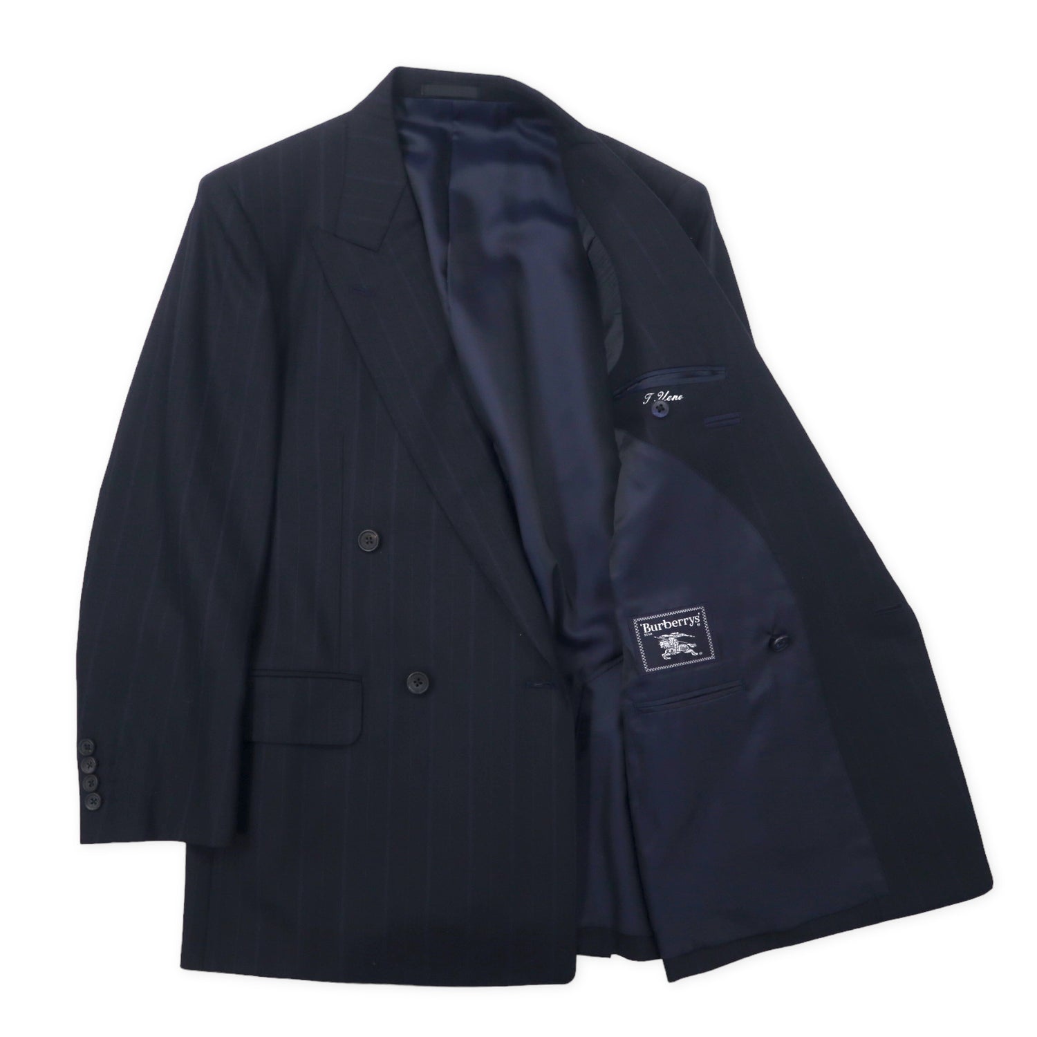 BURBERRYS Double Suit Setup 96-86-170 AB5 Navy Striped Wool Wool