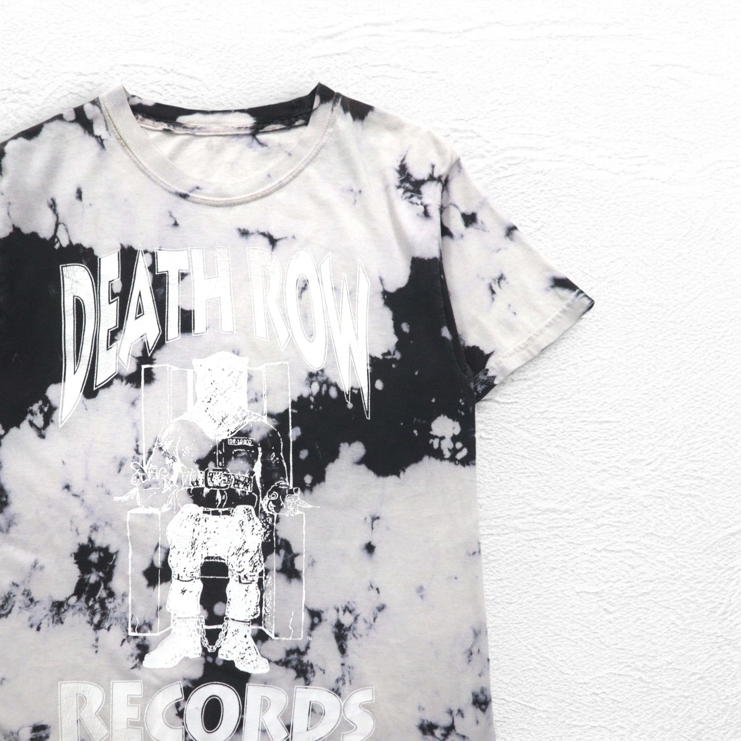 DEATH ROW RECORDS ヒップホップ レーベル Tシャツ M ホワイト ブラック タイダイ ブリーチ加工