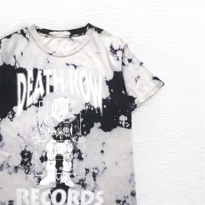 DEATH ROW RECORDS ヒップホップ レーベル Tシャツ M ホワイト ブラック タイダイ ブリーチ加工