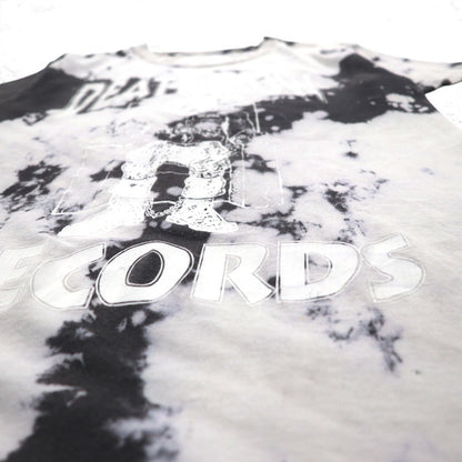 DEATH ROW RECORDS ヒップホップ レーベル Tシャツ M ホワイト ブラック タイダイ ブリーチ加工