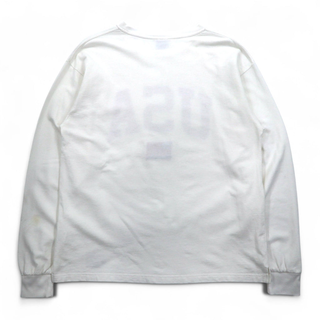 RUSSELL ATHLETIC ロングスリーブ Tシャツ ロンT L ホワイト USAプリント 星条旗 刺繍