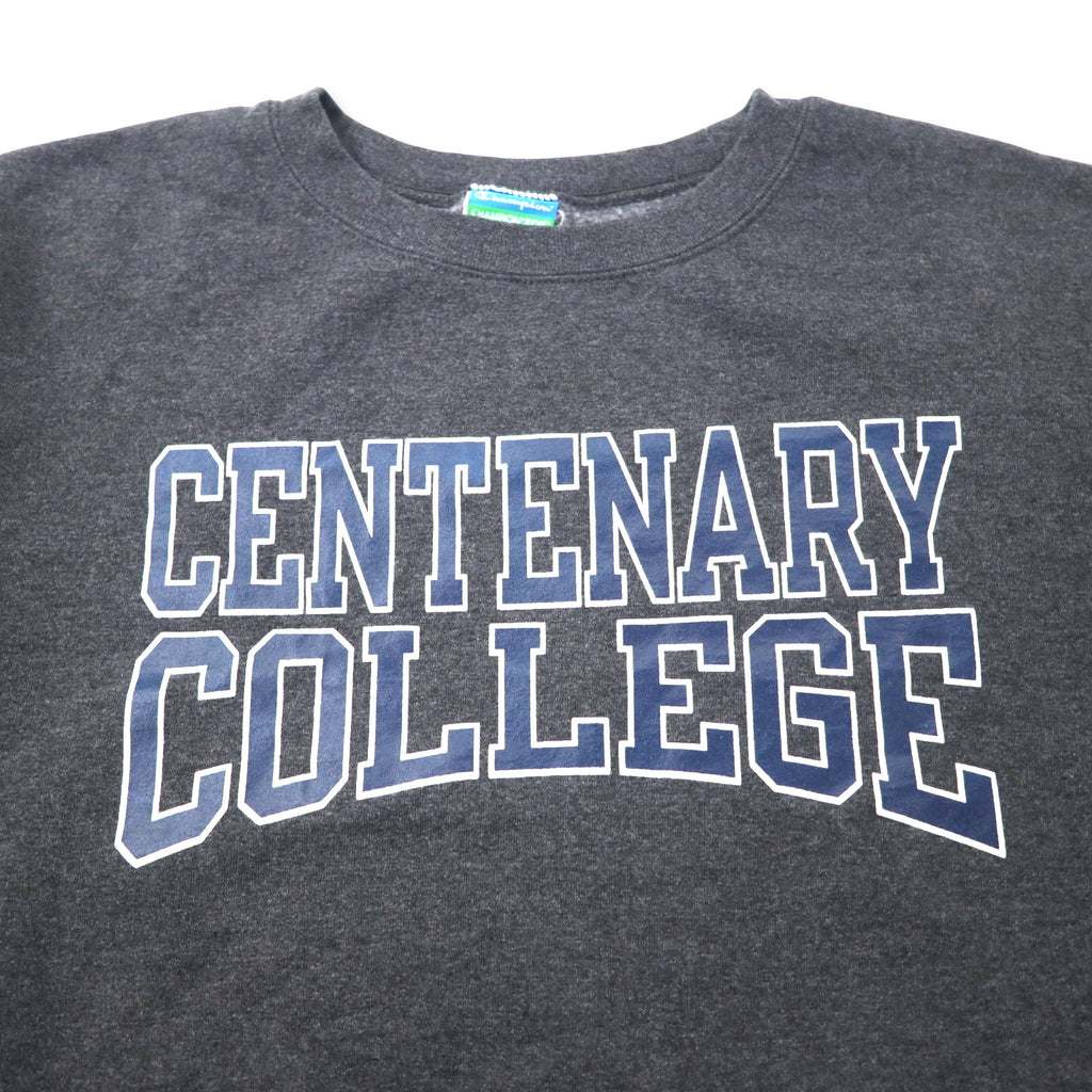 Champion College Print Sweatshirt XXL Gray Cotton Brushed Back CENTENARY COLLEGE Big Size Made in Honduras