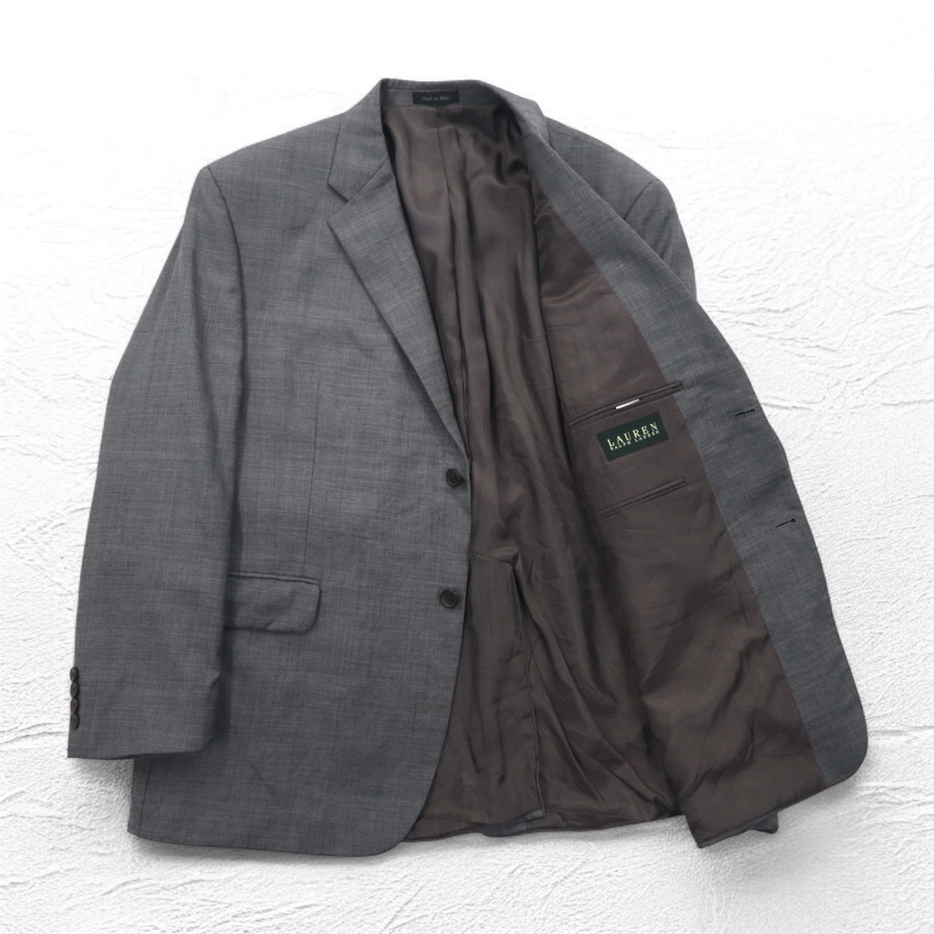 LAUREN RALPH LAUREN 2B Tailored Jacket Suit L Grey Wool