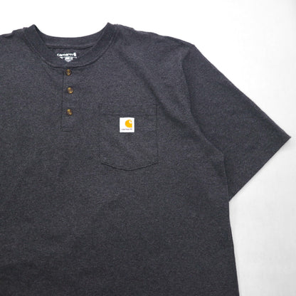 Carhartt Loose Fit Henley Pocket T-Shirt, Gray Cotton, Size XL