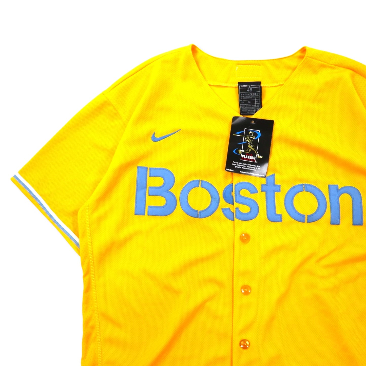 NIKE ENGINEERD USA製 MLB ベースボールシャツ 48 イエロー ポリエステル BOSTON ナンバリング GONZALEZ デッドストック 未使用品