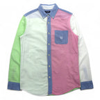 CHAPS Color Block Button Down Shirt M Multicolor Pastel Colors Crazy Pattern