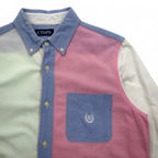 CHAPS Color Block Button Down Shirt M Multicolor Pastel Colors Crazy Pattern