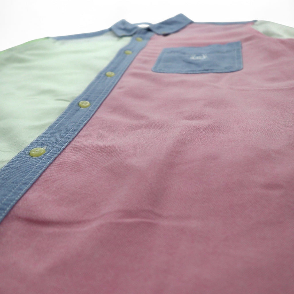CHAPS Color Block Button Down Shirt M Multicolor Pastel Colors Crazy Pattern