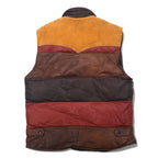 PELLE STUDIO 90s Leather Down Vest, Padded, L, Brown, Multicolor, Corduroy