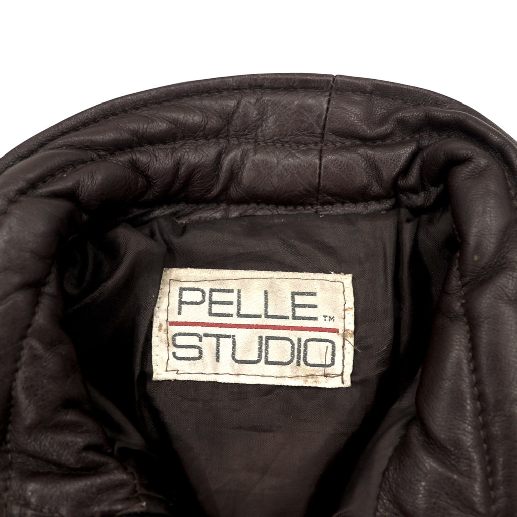 PELLE STUDIO 90s Leather Down Vest, Padded, L, Brown, Multicolor, Corduroy