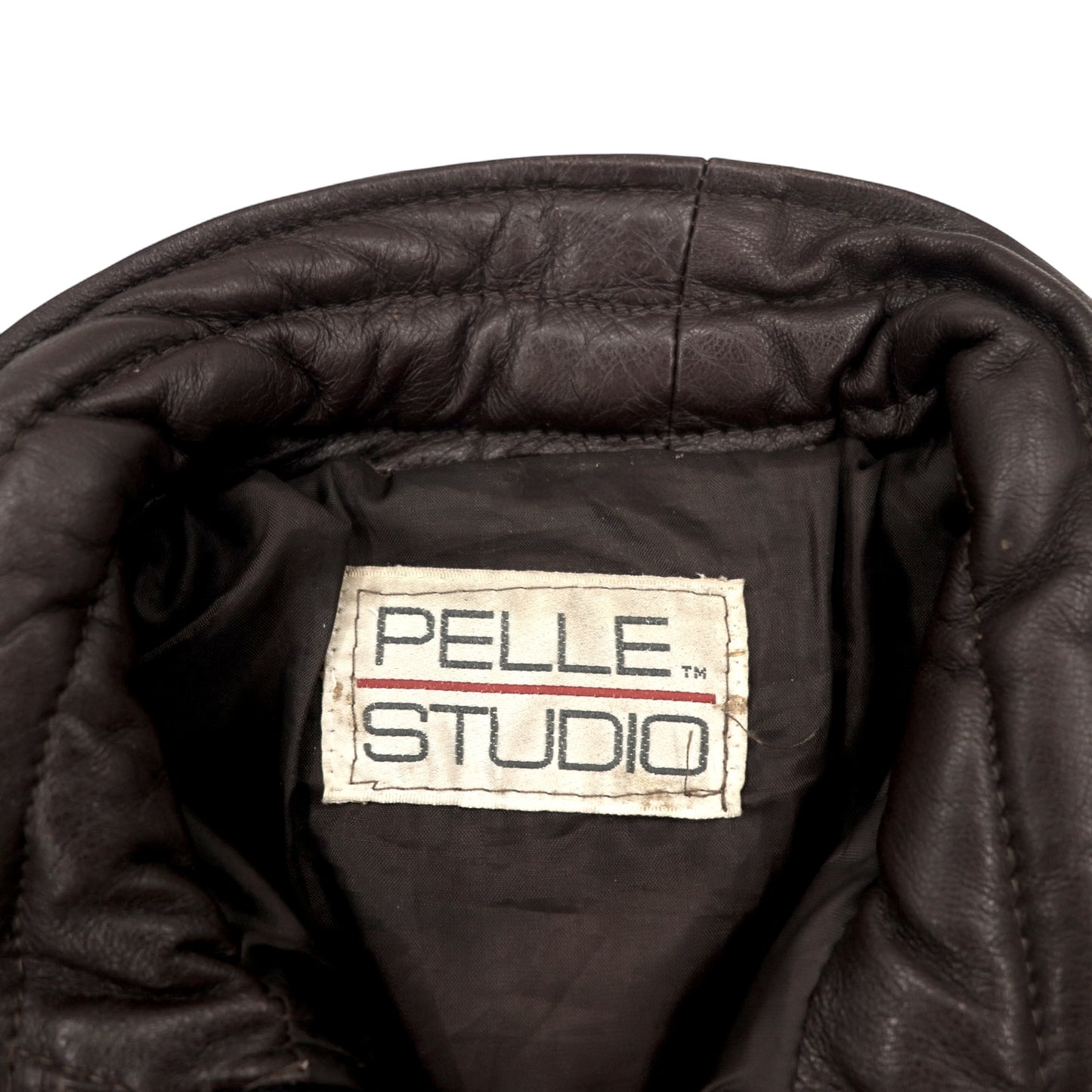 PELLE STUDIO 90年代 レザー ダウンベスト 中綿 L ブラウン マルチカラー コーデュロイ