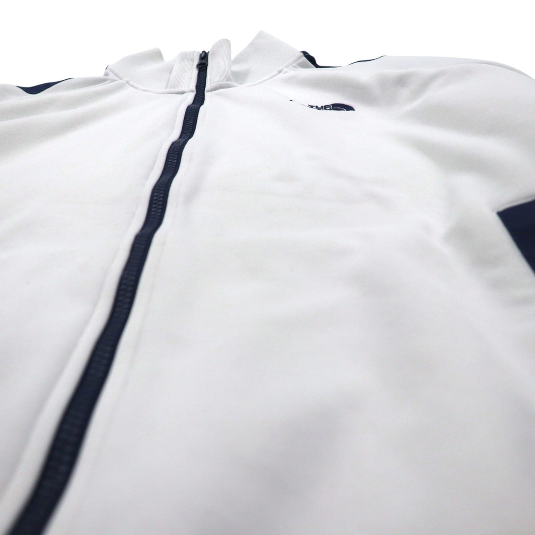 THE NORTH FACE Track Jacket, Size L, White, AZFX Side Stripes, Navy, Stand Collar