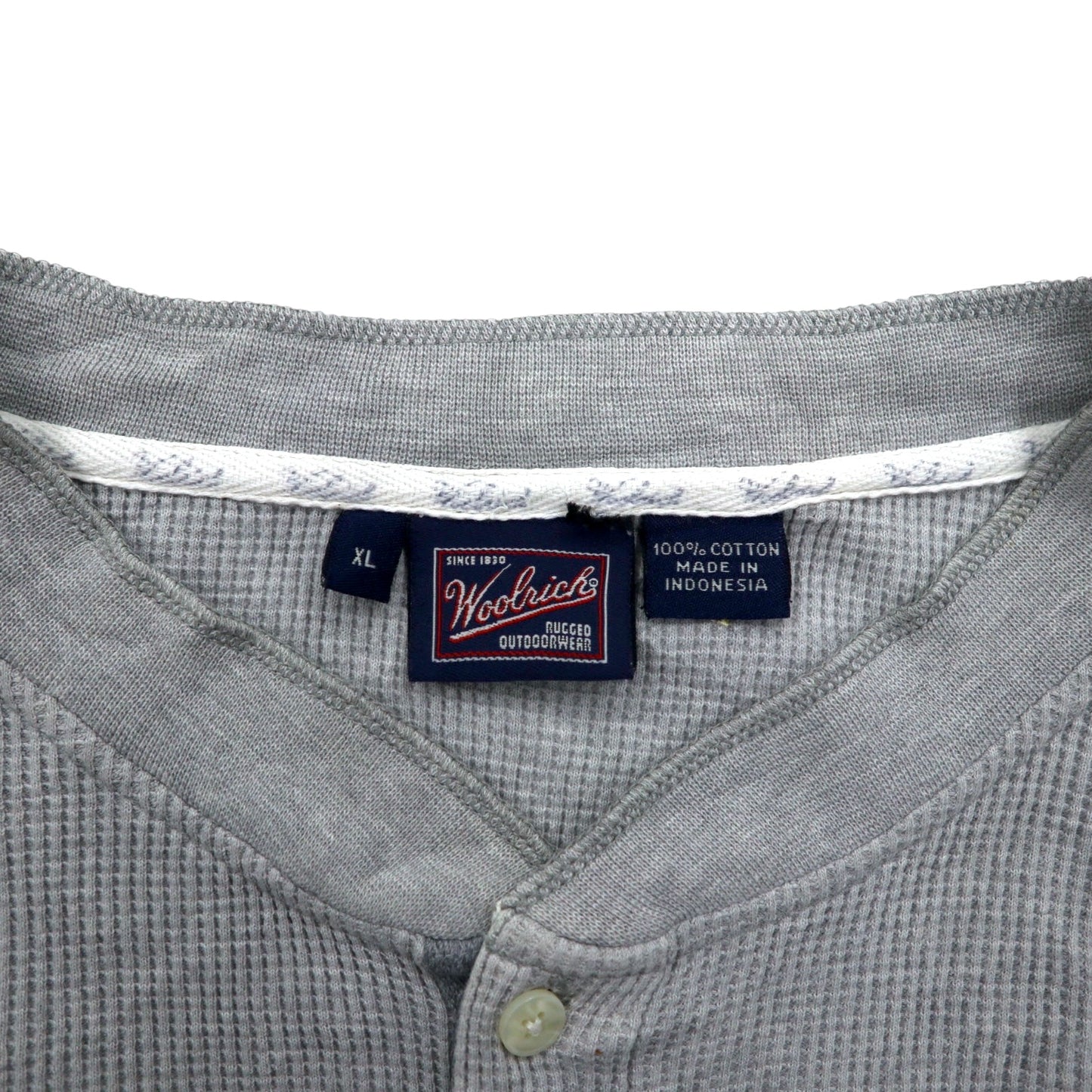 Woolrich 90年代 ヘンリーネック サーマル ロングスリーブ Tシャツ ロンT XL グレー コットン