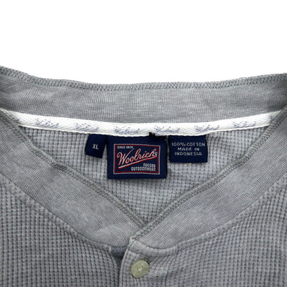 Woolrich 90年代 ヘンリーネック サーマル ロングスリーブ Tシャツ ロンT XL グレー コットン