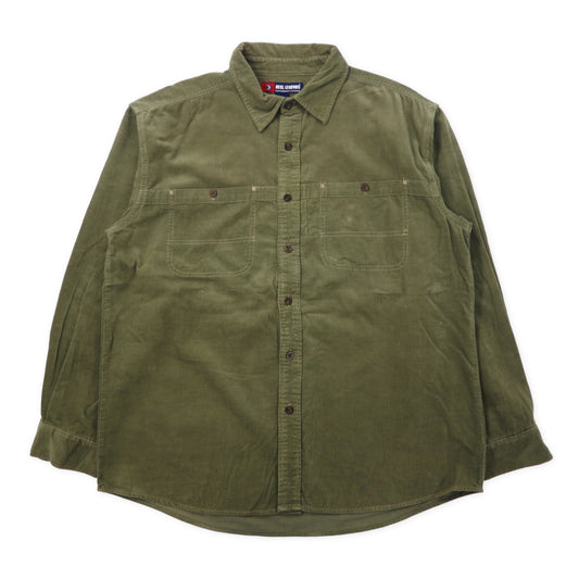 日本然リトテ-古着オンライン-REEL LEGENDS コーデュロイ ワークシャツ XL ブラウン コットン ビッグサイズ-REEL LEGENDS Corduroy Workshirt XL Brown Cotton Big Size