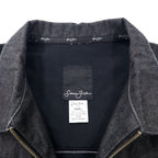 Sean John 00's Full Zip Denim Jacket Gimmick Jacket XXXL Gray Cotton One Point Logo Embroidery Big Size
