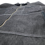 Sean John 00's Full Zip Denim Jacket Gimmick Jacket XXXL Gray Cotton One Point Logo Embroidery Big Size