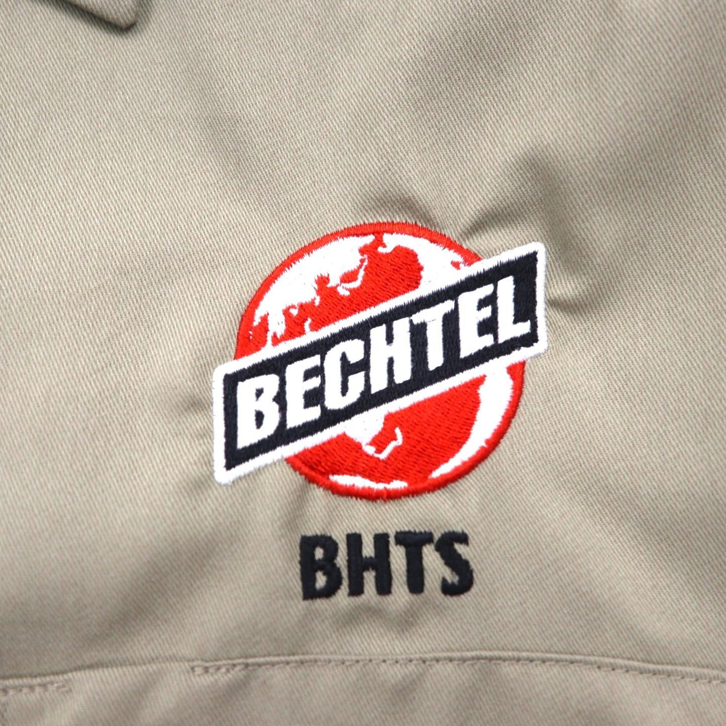 Dickies 半袖 ワークシャツ L ベージュ US企業 ワンポイント刺繍 ダブルポケット BHTS 1574KH 未使用品