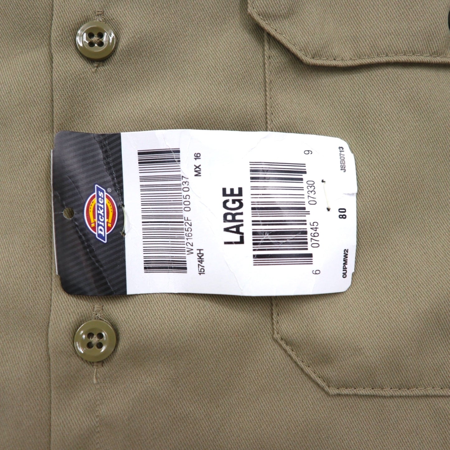 Dickies 半袖 ワークシャツ L ベージュ US企業 ワンポイント刺繍 ダブルポケット BHTS 1574KH 未使用品