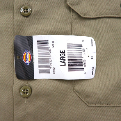 Dickies 半袖 ワークシャツ L ベージュ US企業 ワンポイント刺繍 ダブルポケット BHTS 1574KH 未使用品