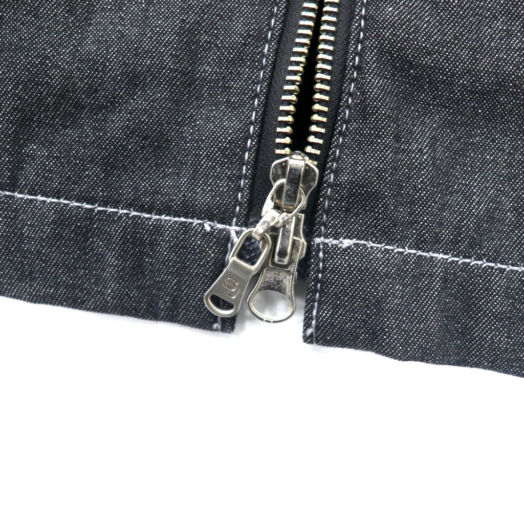 Sean John 00's Full Zip Denim Jacket Gimmick Jacket XXXL Gray Cotton One Point Logo Embroidery Big Size