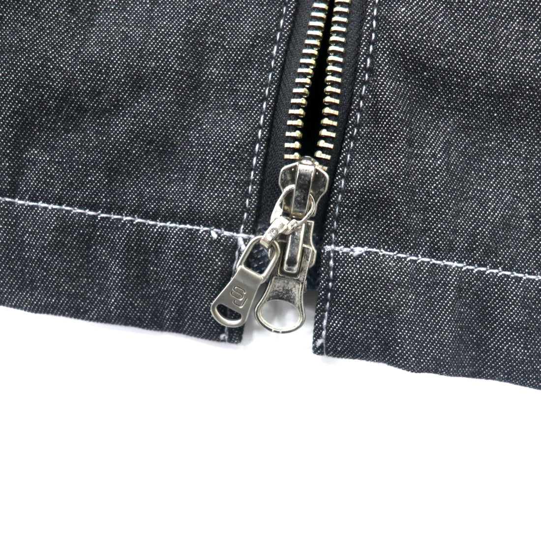 Sean John 00's Full Zip Denim Jacket Gimmick Jacket XXXL Gray Cotton One Point Logo Embroidery Big Size