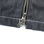 Sean John 00's Full Zip Denim Jacket Gimmick Jacket XXXL Gray Cotton One Point Logo Embroidery Big Size