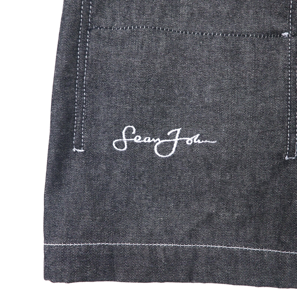 Sean John 00's Full Zip Denim Jacket Gimmick Jacket XXXL Gray Cotton One Point Logo Embroidery Big Size
