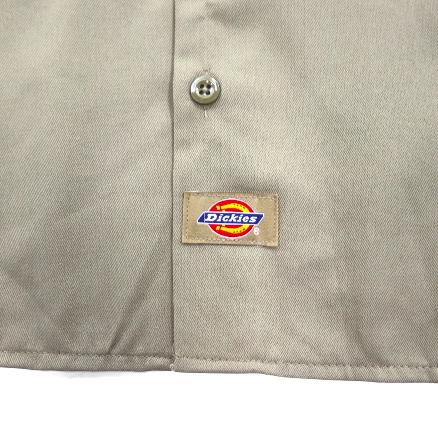 Dickies 半袖 ワークシャツ L ベージュ US企業 ワンポイント刺繍 ダブルポケット BHTS 1574KH 未使用品