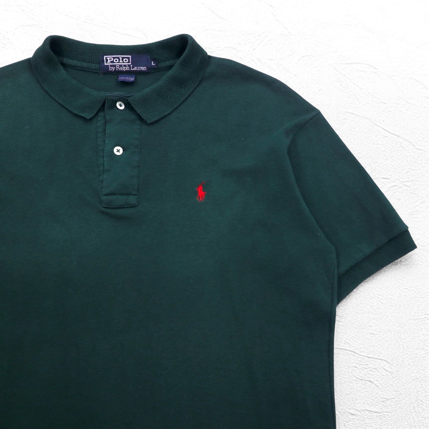 Polo by Ralph Lauren 90s USA made polo shirt L green cotton small pony embroidery