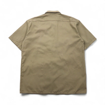 Dickies 半袖 ワークシャツ L ベージュ US企業 ワンポイント刺繍 ダブルポケット BHTS 1574KH 未使用品