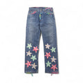 YARN x 90s Levi's 501 Crochet Star Denim Jeans, Size M, Indigo Blue, Handmade