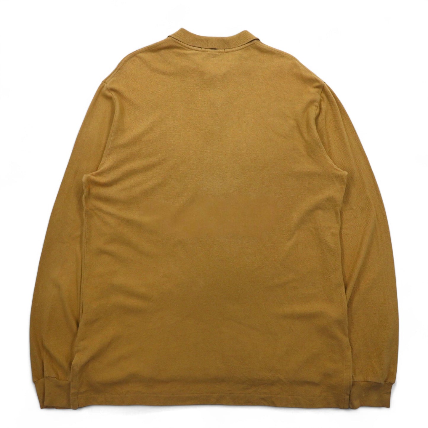 Polo by Ralph Lauren 90s Long Sleeve Polo Shirt L Beige Pique Small Pony Embroidery