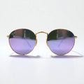 Ray-Ban Round Metal Sunglasses, Gold with Mirror Lenses, RB3447-N, 001/8O, 50-21, 145mm, 3N, Made in Italy